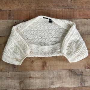 MODA International Cashmere Knit Shrug Sweater Creamy Ivory Size M